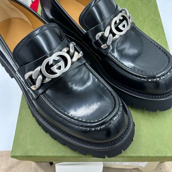 Men’s Gucci interlocking G lug sole loafers size 10 made in Italy - Picture 2 of 9